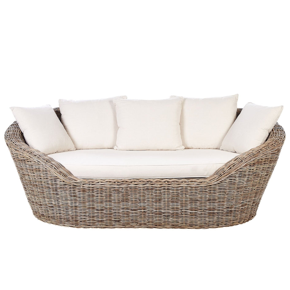 Roma Lounge Bed – Natural weave w/ cushions (organic texture)