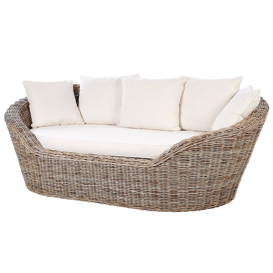 Roma Lounge Bed – Natural weave w/ cushions (organic texture)
