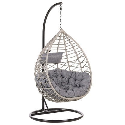 Deluxe Hanging Chair with Stand & Cushions – Grey