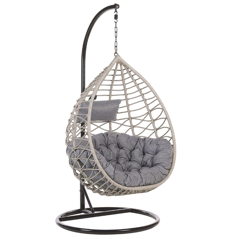 Deluxe Hanging Chair with Stand & Cushions – Grey