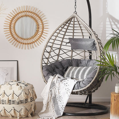 Deluxe Hanging Chair with Stand & Cushions – Grey