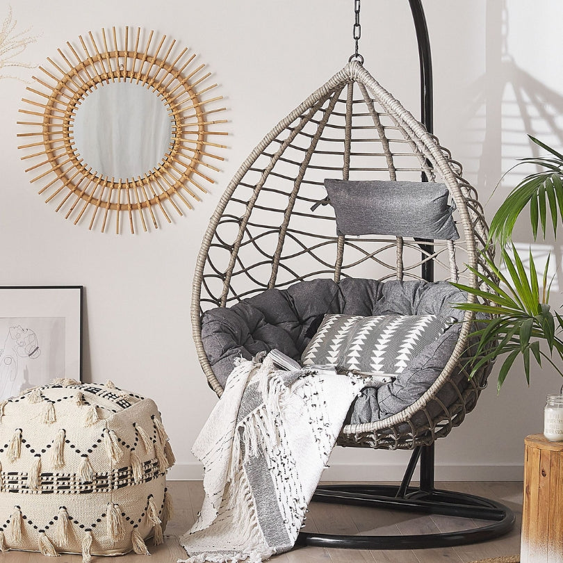 Deluxe Hanging Chair with Stand & Cushions – Grey