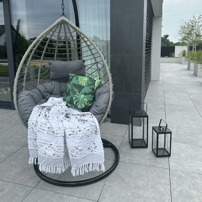 Deluxe Hanging Chair with Stand & Cushions – Grey