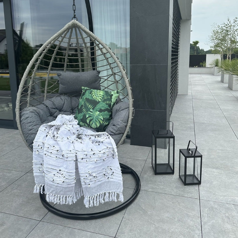 Deluxe Hanging Chair with Stand & Cushions – Grey