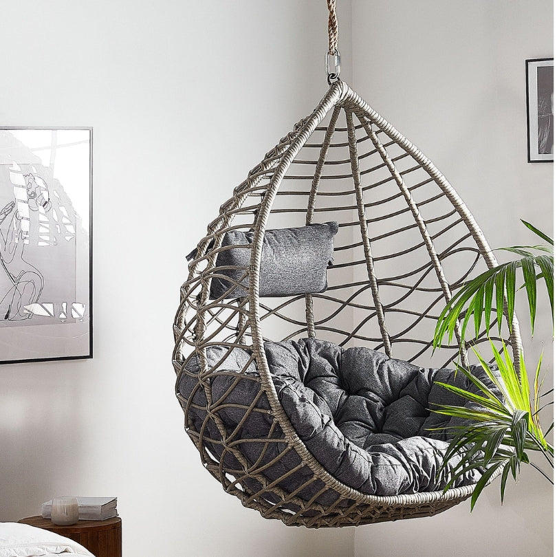 Deluxe Hanging Chair with Stand & Cushions – Grey