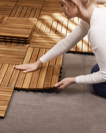 Wooden Click-In Patio Tiles – Certified Acacia Wood