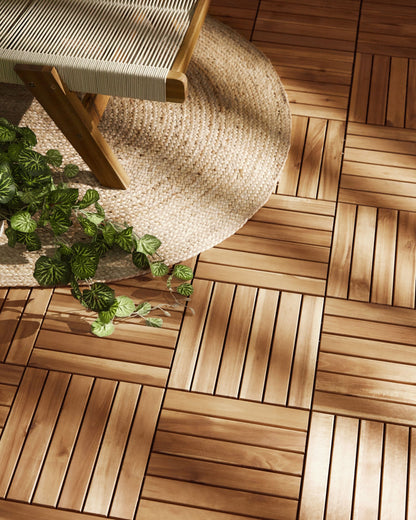 Wooden Click-In Patio Tiles – Certified Acacia Wood