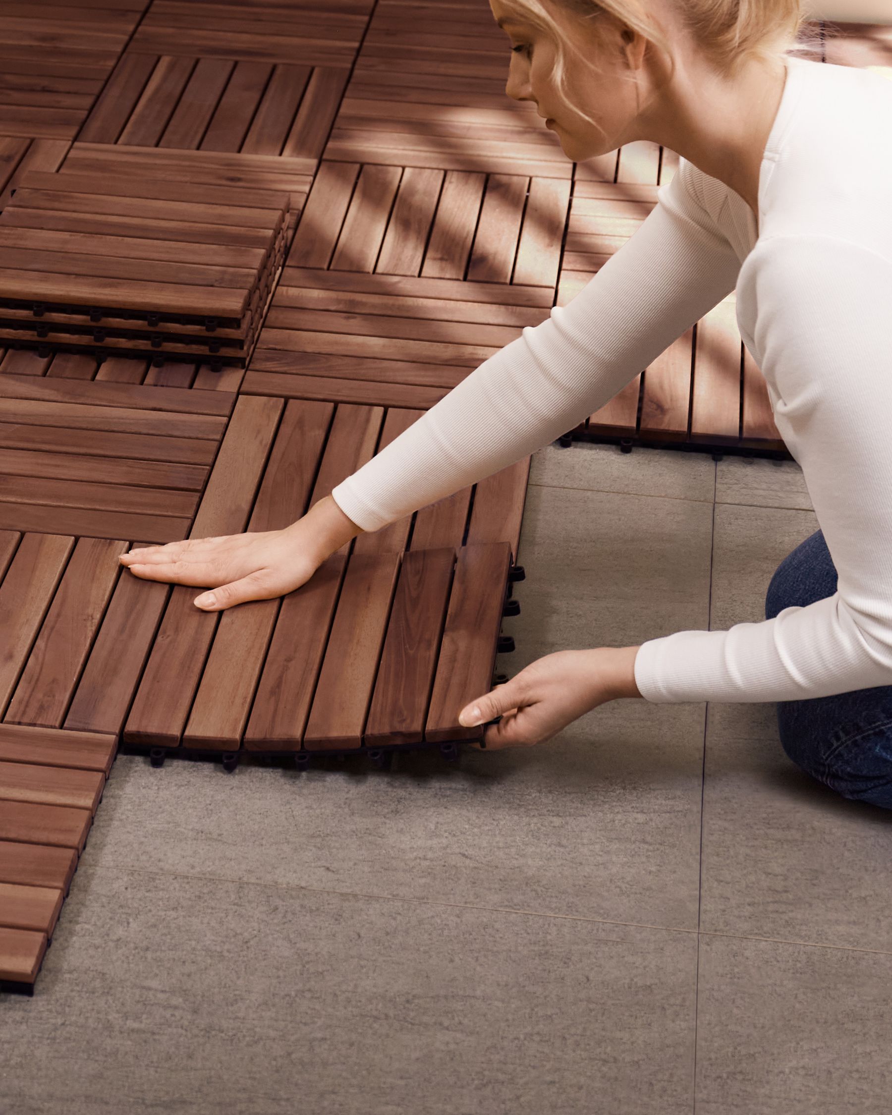 Wooden Click-In Patio Tiles – Certified Acacia Wood