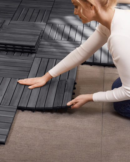Wooden Click-In Patio Tiles – Certified Acacia Wood